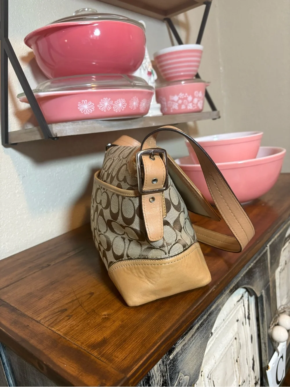 Coach Hamptons Signature Turnlock Shoulder Flap Bag 2008